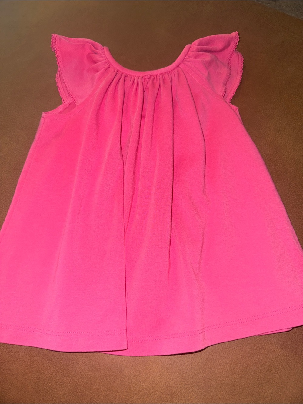 Girls Bright Pink Flutter Sleeve Top